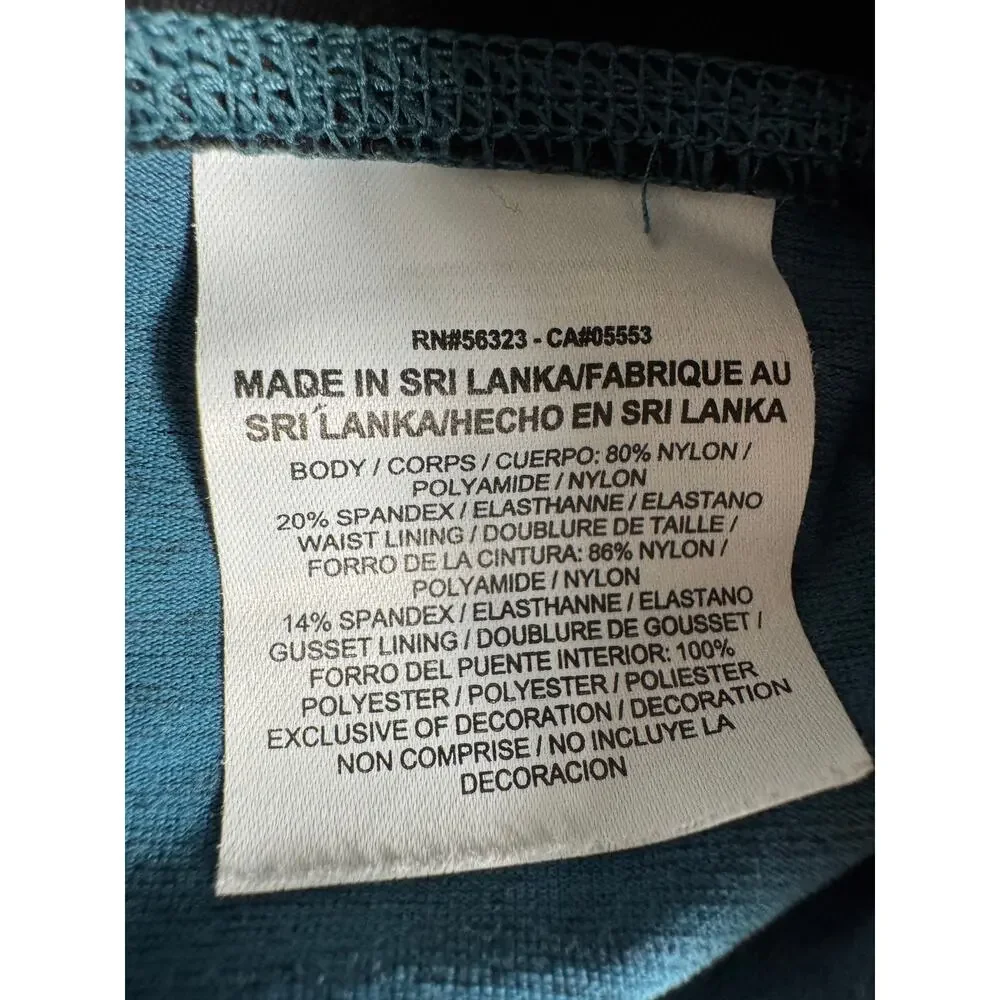 Nike Dri-Fit blue heathered leggings hidden inside waist pocket Sz Med